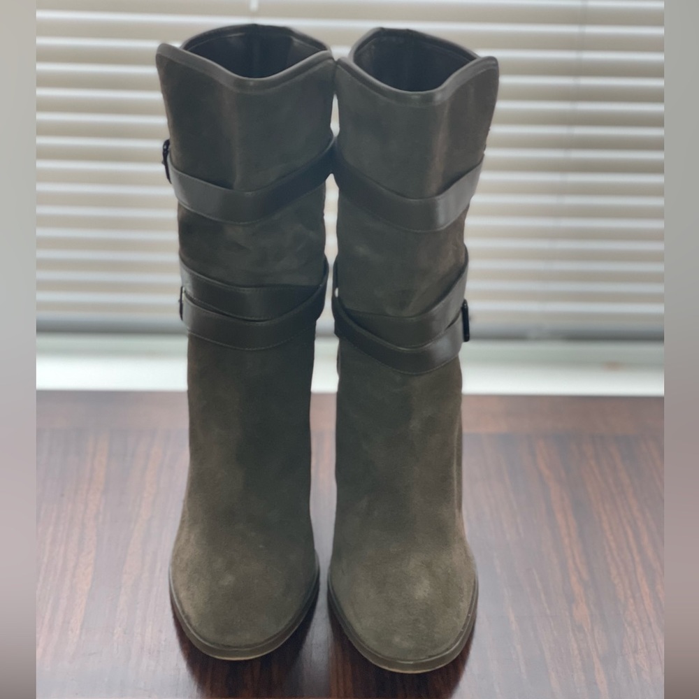 COACH Olive Suede Mid-Calf Bootie- 8 Women’s